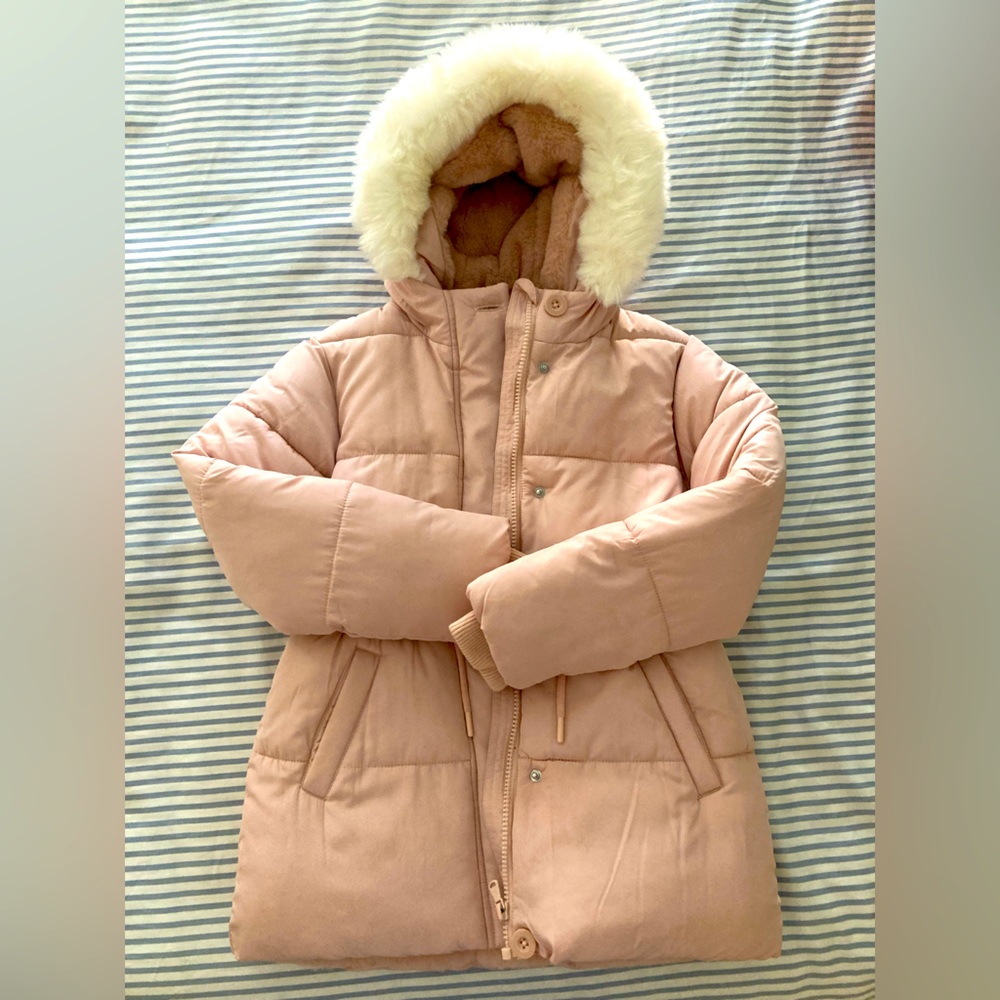 Marks & Spencer pale pink puffer winter coat